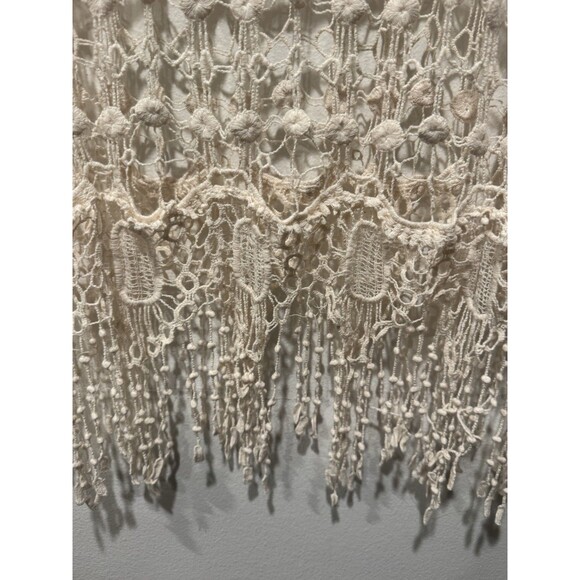 Vivid Collection Cream Boho Crochet Tank Top 100% Cotton Sz Large - Picture 5 of 7